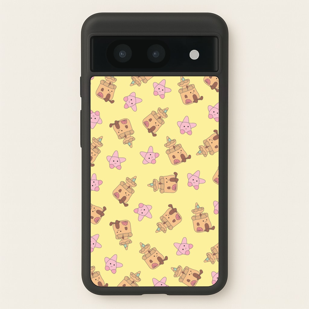 Sandcastles And Stars Pattern  - Plushy Phone Case for Google Pixel 8a