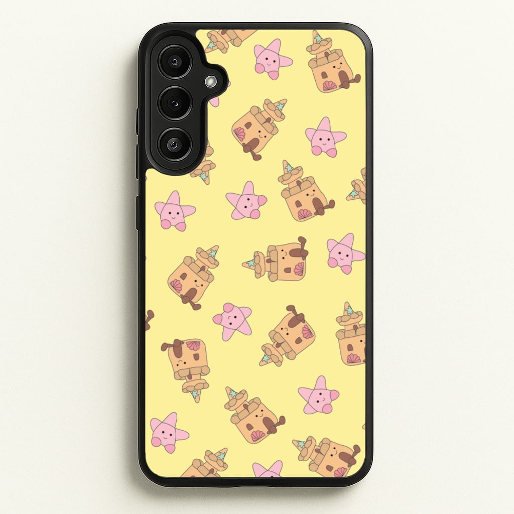 Sandcastles And Stars Pattern  - Plushy Phone Case for Galaxy A34