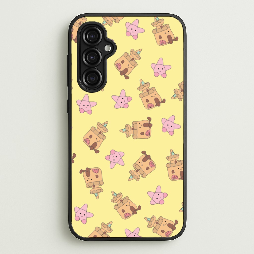 Sandcastles And Stars Pattern  - Plushy Phone Case for Galaxy A14