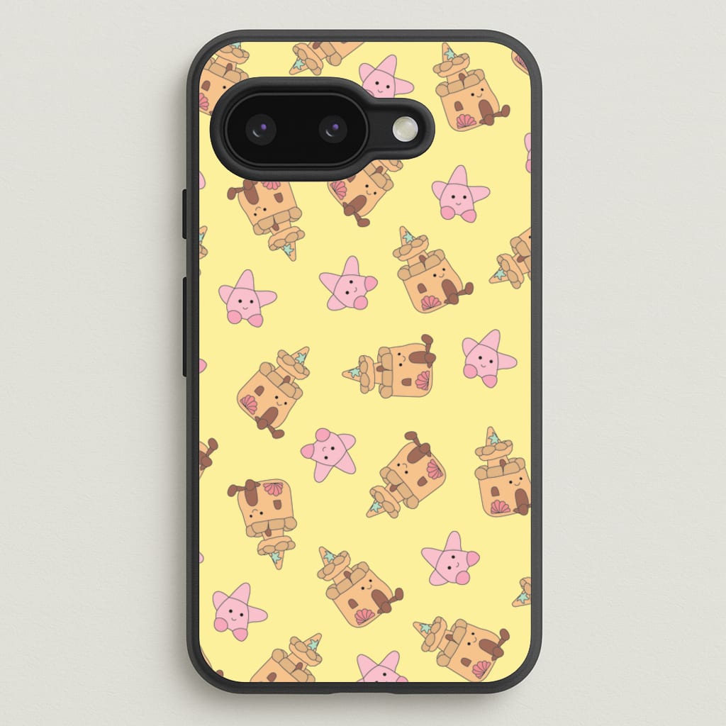 Sandcastles And Stars Pattern  - Plushy Phone Case for Google Pixel 9a