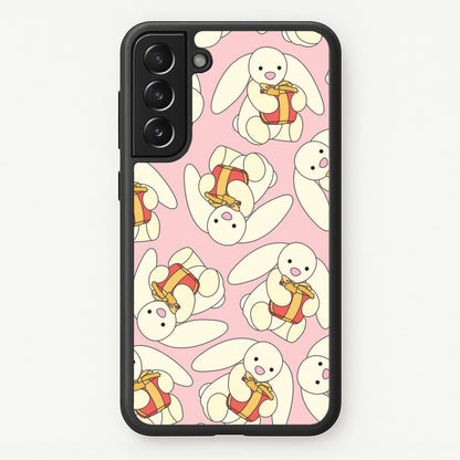 Bunny Present Pattern  - Plushy Phone Case for Galaxy S21