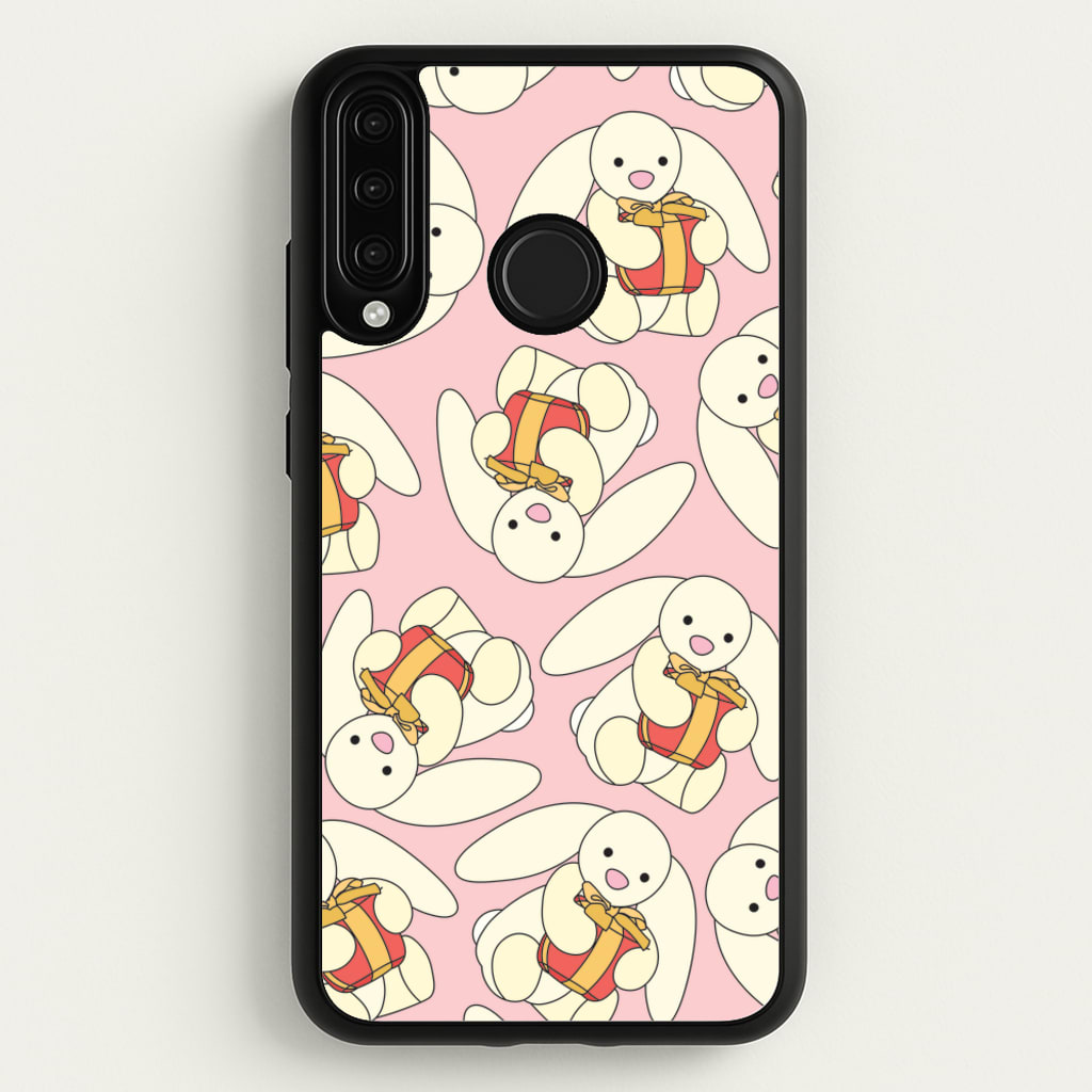 Bunny Present Pattern  - Plushy Phone Case for Huawei P30 Lite