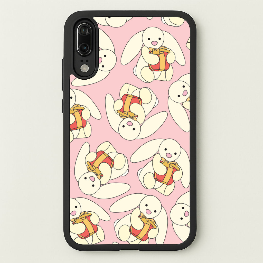 Bunny Present Pattern  - Plushy Phone Case for Huawei P20