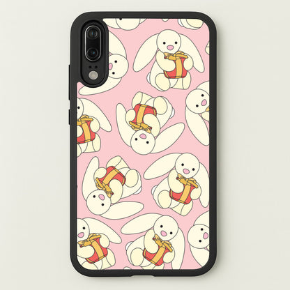 Bunny Present Pattern  - Plushy Phone Case for Huawei P20