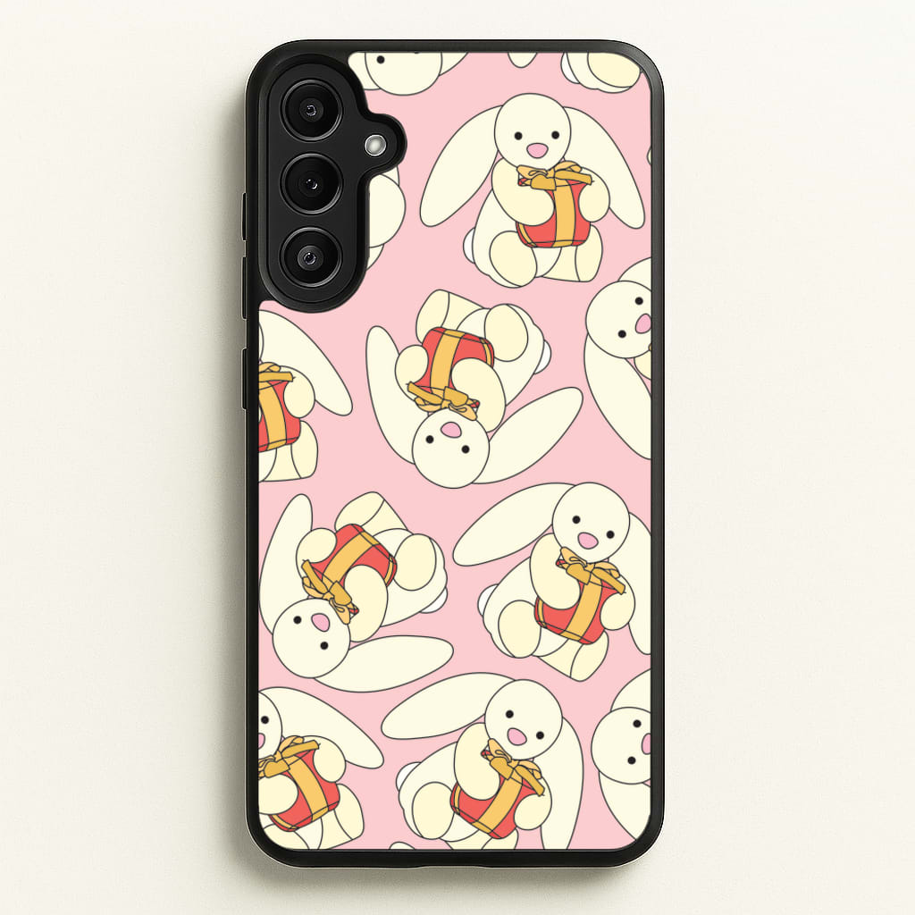 Bunny Present Pattern  - Plushy Phone Case for Galaxy A34