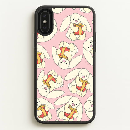 Bunny Present Pattern  - Plushy Phone Case for iPhone XS Max