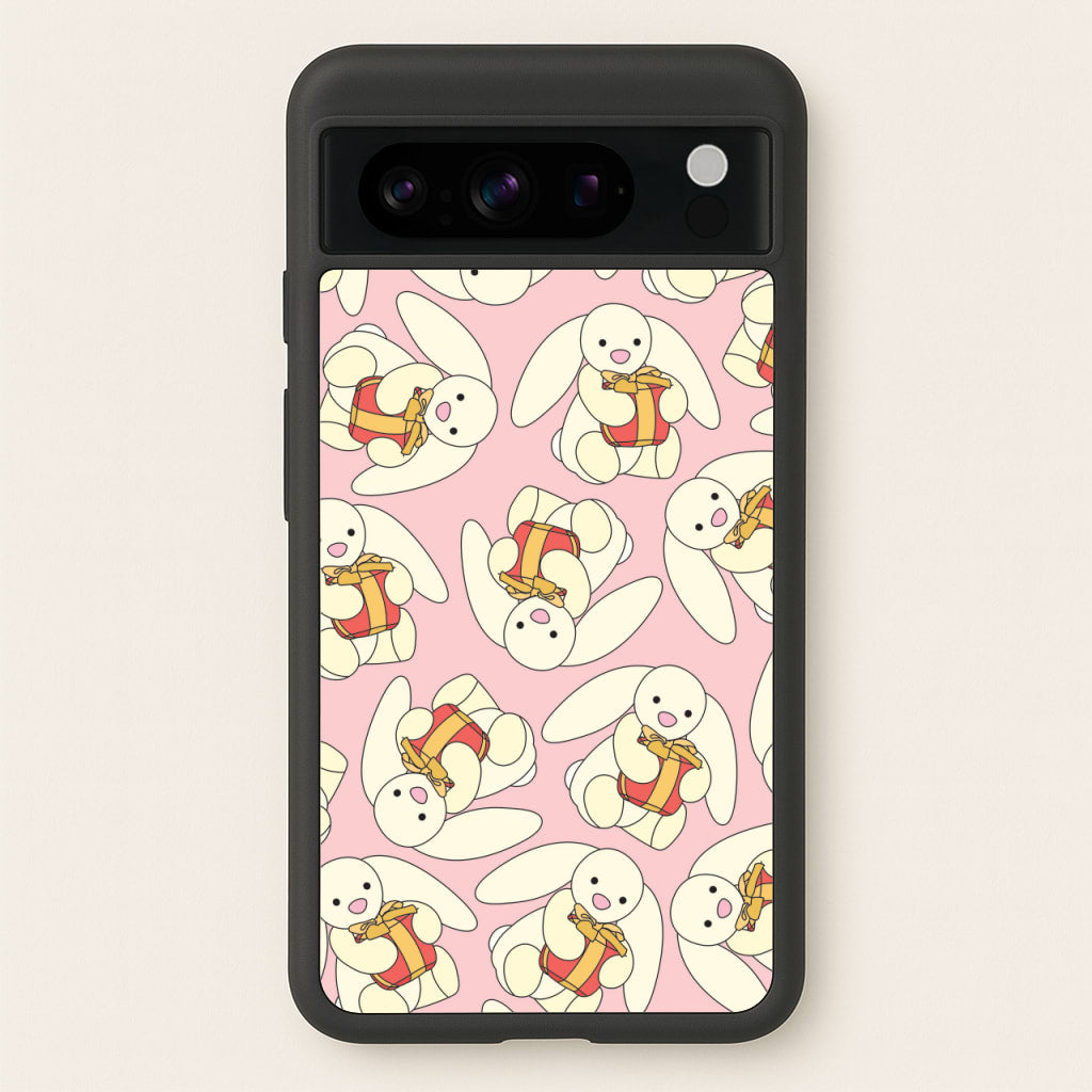Bunny Present Pattern  - Plushy Phone Case for Google Pixel 8 Pro