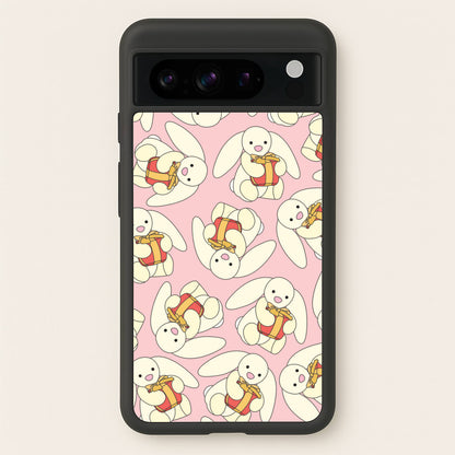 Bunny Present Pattern  - Plushy Phone Case for Google Pixel 8 Pro