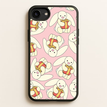 Bunny Present Pattern  - Plushy Phone Case for iPhone 6 / 7 / 8 / SE