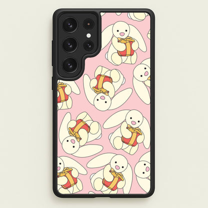 Bunny Present Pattern  - Plushy Phone Case for Galaxy S23 Ultra