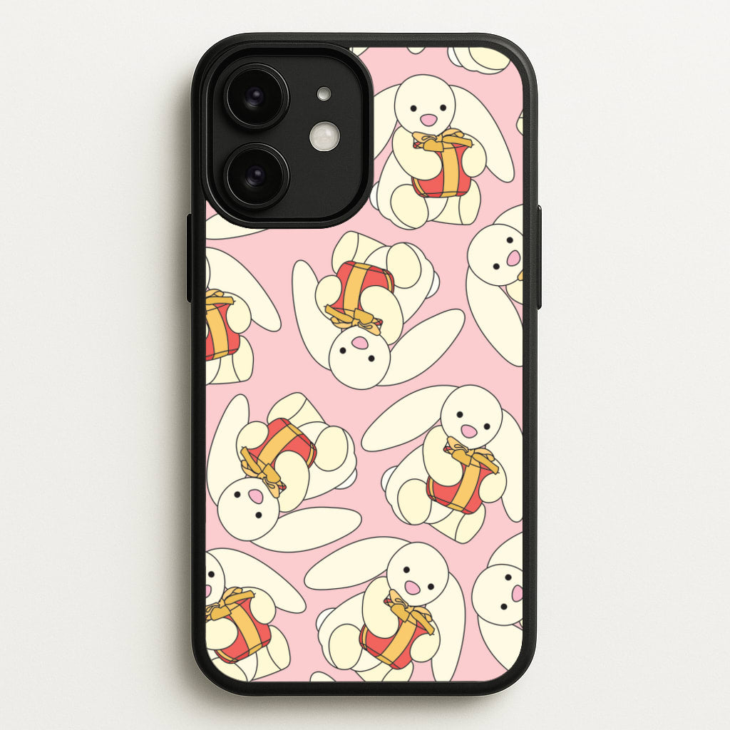 Bunny Present Pattern  - Plushy Phone Case for iPhone 11