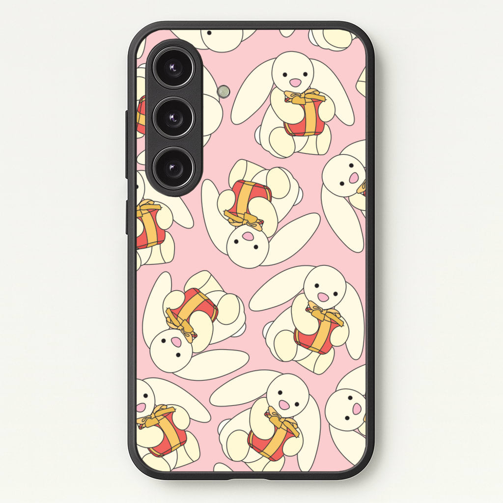 Bunny Present Pattern  - Plushy Phone Case for Galaxy S25 Plus