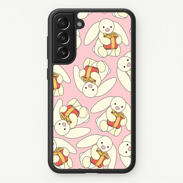 Bunny Present Pattern  - Plushy Phone Case for Galaxy S21FE