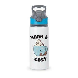 Hot Cocoa Plush Quote Active Water Bottle - Blue