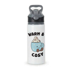 Hot Cocoa Plush Quote Active Water Bottle - Black