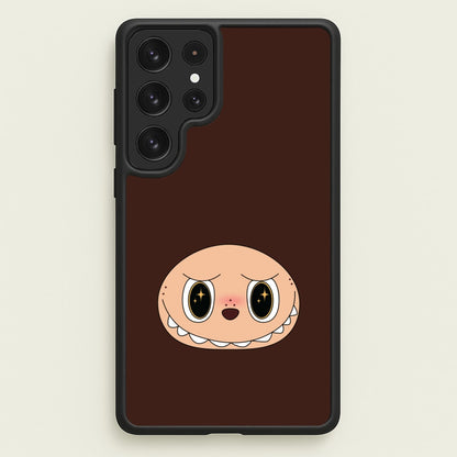 Cute Brown Monster Face  - Plushy Phone Case for Galaxy S23 Ultra