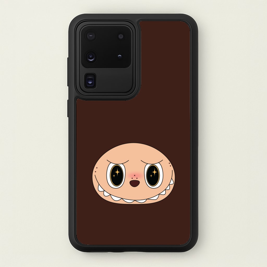 Cute Brown Monster Face  - Plushy Phone Case for Galaxy S20 Ultra