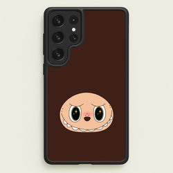 Cute Brown Monster Face  - Plushy Phone Case for Galaxy S22 Ultra