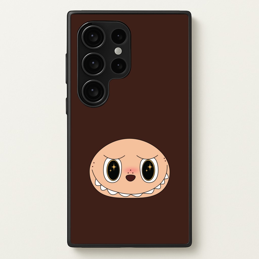 Cute Brown Monster Face  - Plushy Phone Case for Galaxy S24 Ultra