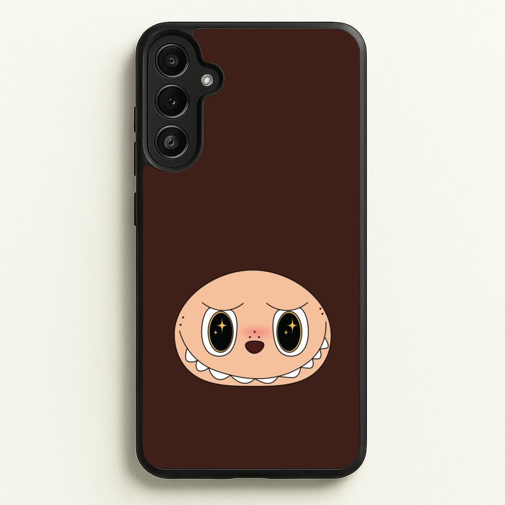 Cute Brown Monster Face  - Plushy Phone Case for Galaxy A34