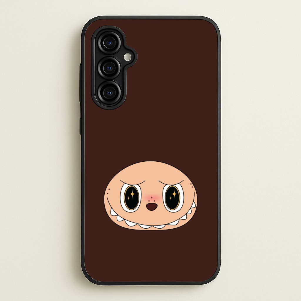Cute Brown Monster Face  - Plushy Phone Case for Galaxy A54