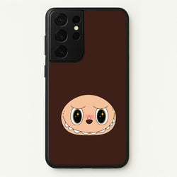 Cute Brown Monster Face  - Plushy Phone Case for Galaxy S21 Ultra