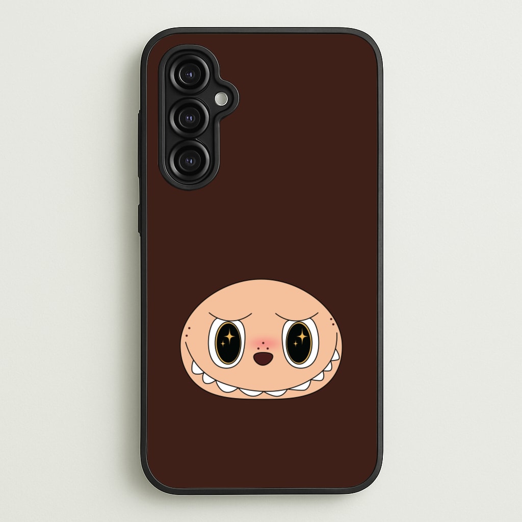 Cute Brown Monster Face  - Plushy Phone Case for Galaxy A14