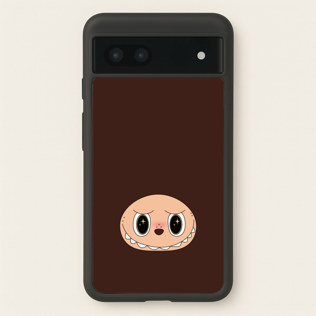 Cute Brown Monster Face  - Plushy Phone Case for Google Pixel 6a
