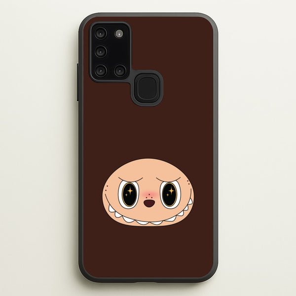 Cute Brown Monster Face  - Plushy Phone Case for Galaxy A21s