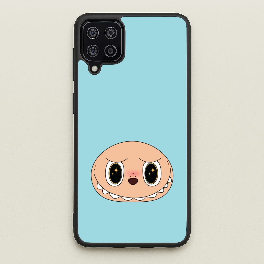 Cute Blue Monster Face  - Plushy Phone Case for Galaxy A12