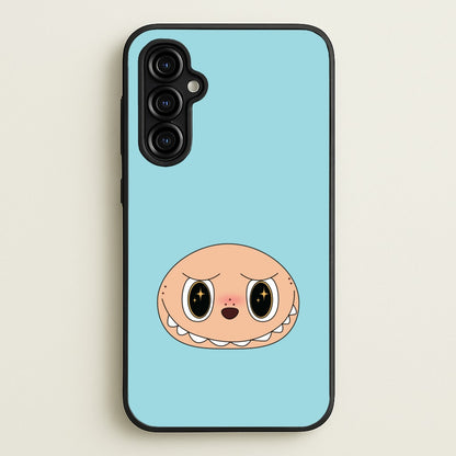 Cute Blue Monster Face  - Plushy Phone Case for Galaxy A54