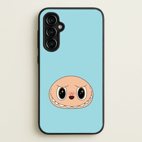 Cute Blue Monster Face  - Plushy Phone Case for Galaxy A54