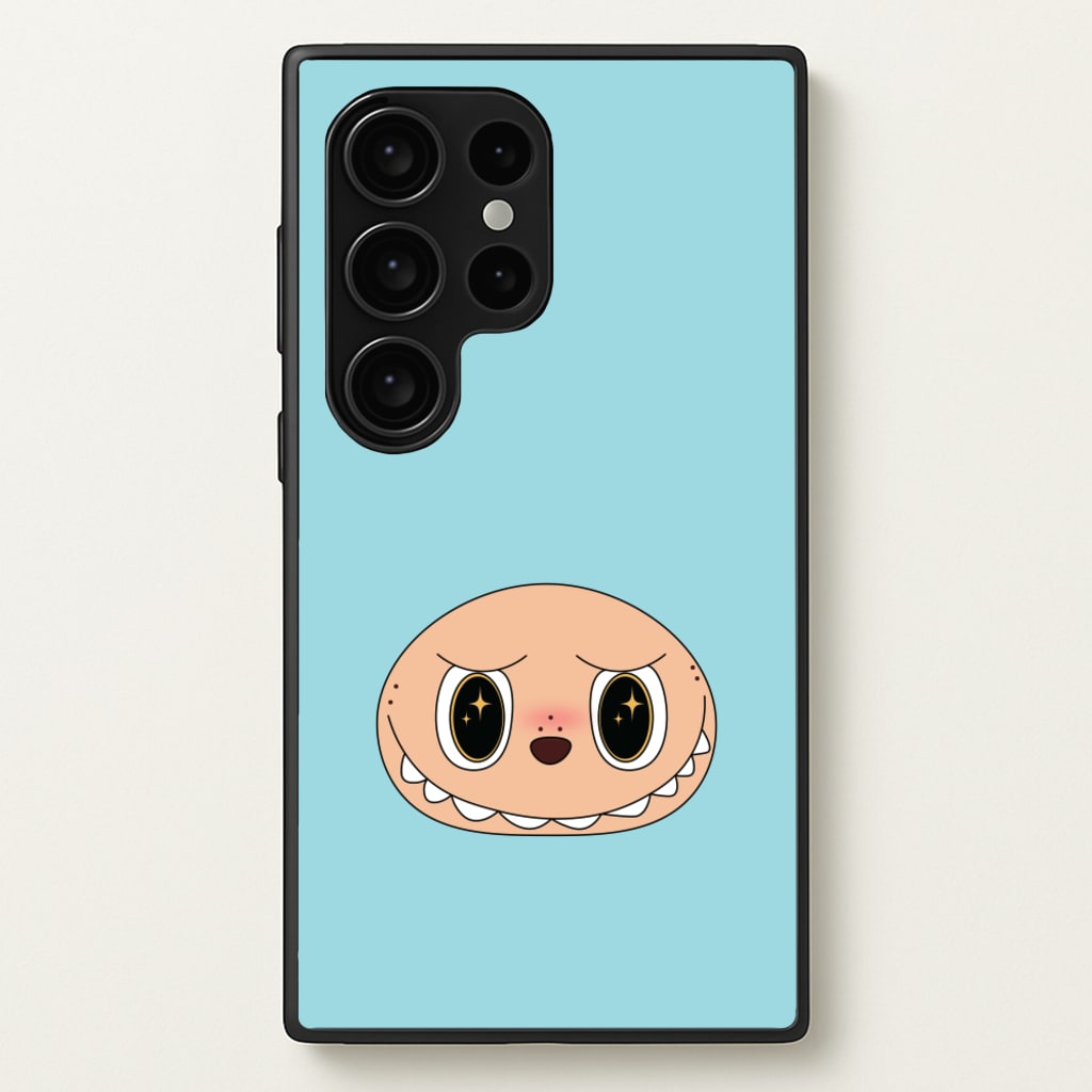 Cute Blue Monster Face  - Plushy Phone Case for Galaxy S24 Ultra