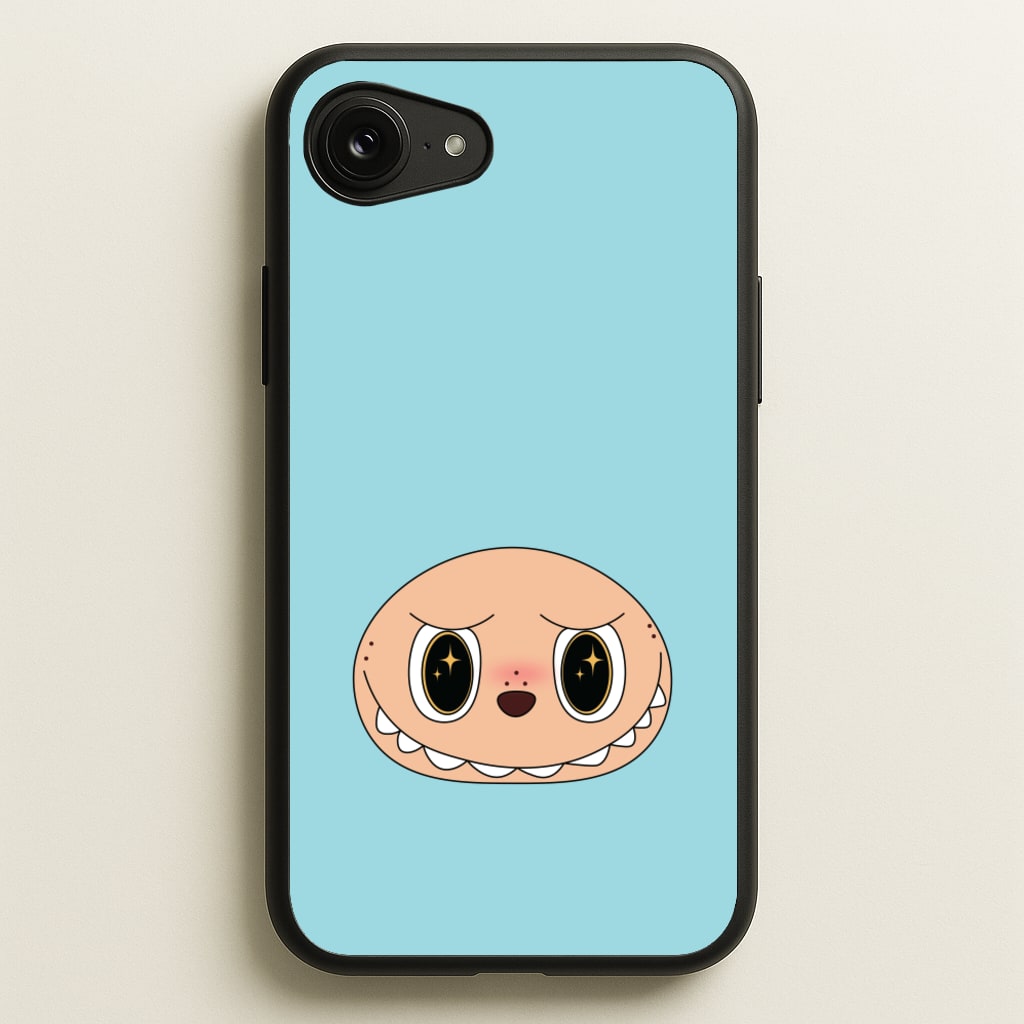 Cute Blue Monster Face  - Plushy Phone Case for iPhone 16e
