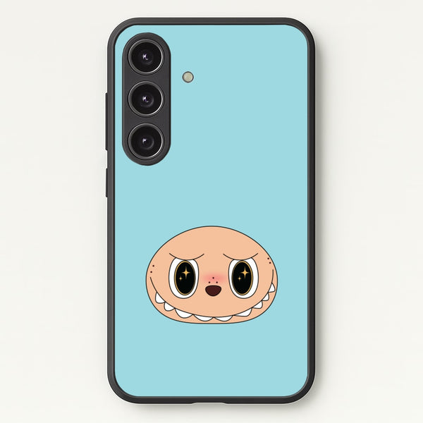 Cute Blue Monster Face  - Plushy Phone Case for Galaxy S24