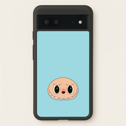 Cute Blue Monster Face  - Plushy Phone Case for Google Pixel 7