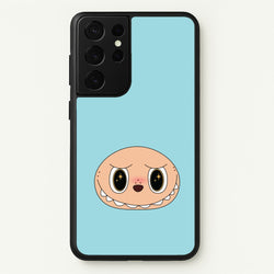 Cute Blue Monster Face  - Plushy Phone Case for Galaxy S21 Ultra