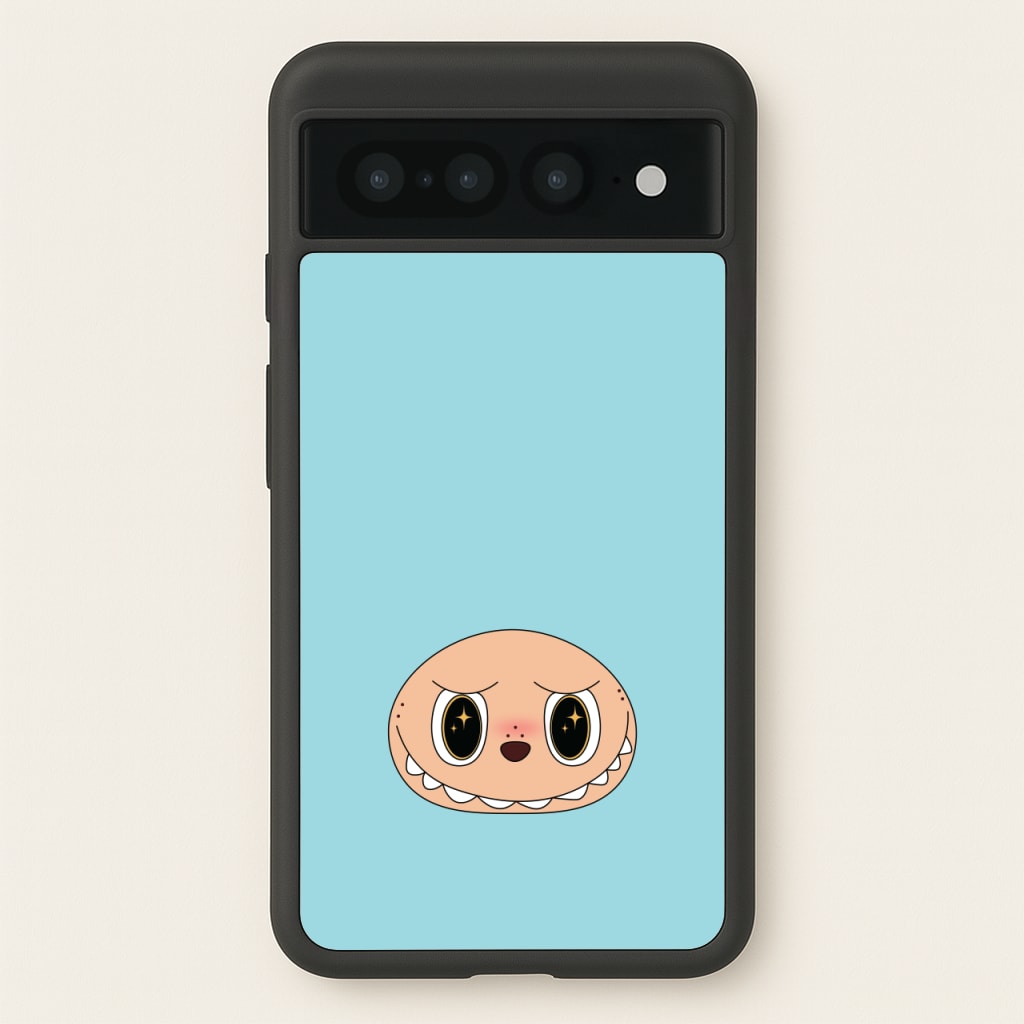 Cute Blue Monster Face  - Plushy Phone Case for Google Pixel 7 Pro