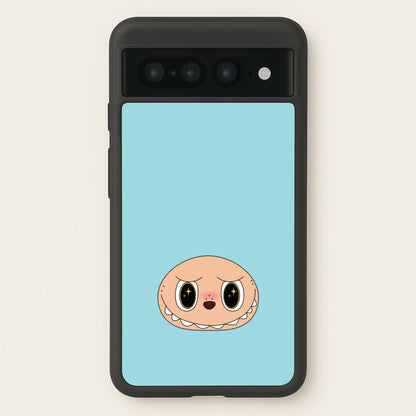 Cute Blue Monster Face  - Plushy Phone Case for Google Pixel 7 Pro