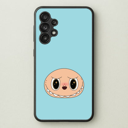 Cute Blue Monster Face  - Plushy Phone Case for Galaxy A13