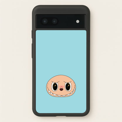 Cute Blue Monster Face  - Plushy Phone Case for Google Pixel 6a
