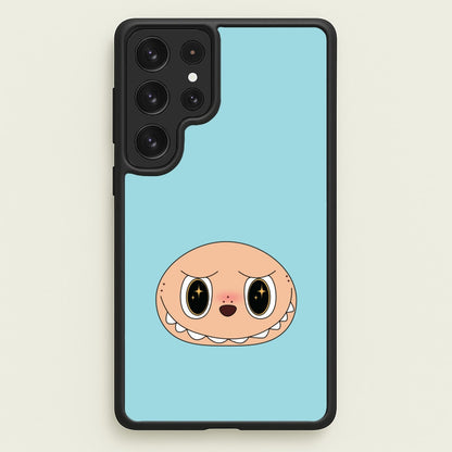 Cute Blue Monster Face  - Plushy Phone Case for Galaxy S22 Ultra