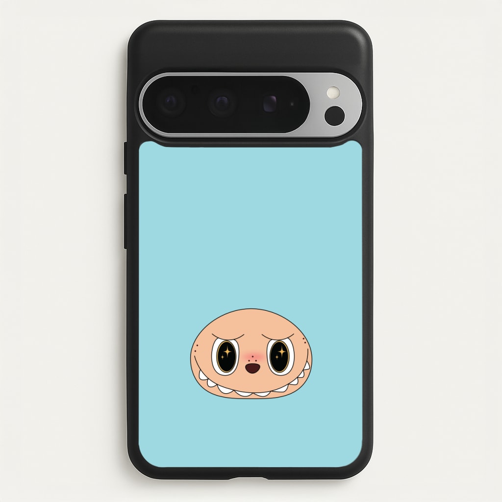 Cute Blue Monster Face  - Plushy Phone Case for Google Pixel 9 Pro XL