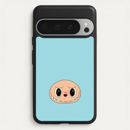 Cute Blue Monster Face  - Plushy Phone Case for Google Pixel 9 Pro XL