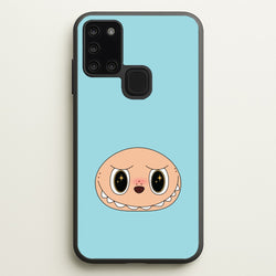 Cute Blue Monster Face  - Plushy Phone Case for Galaxy A21s