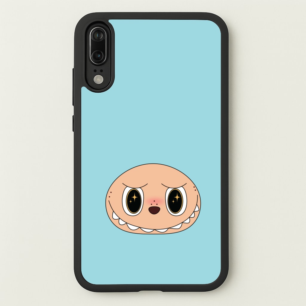 Cute Blue Monster Face  - Plushy Phone Case for Huawei P20