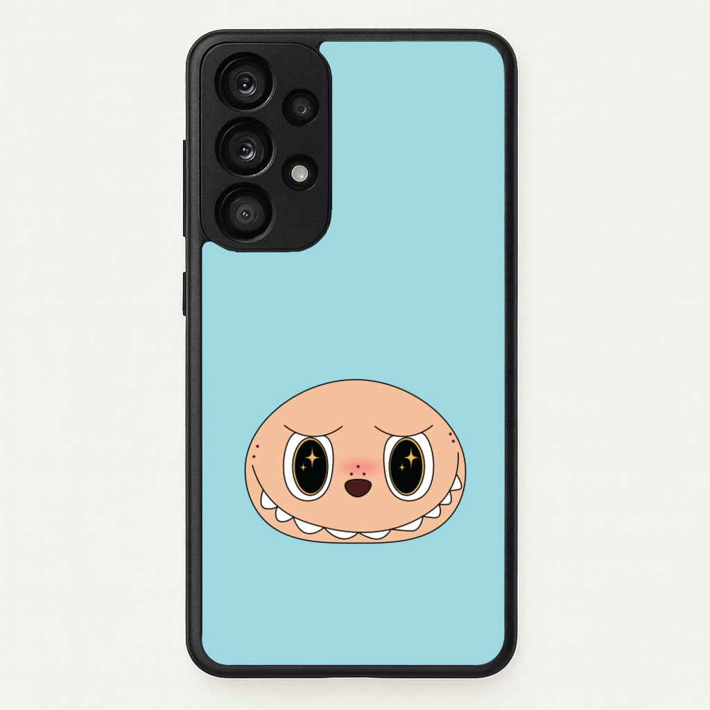 Cute Blue Monster Face  - Plushy Phone Case for Galaxy A53