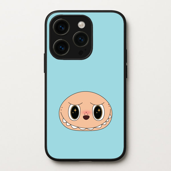 Cute Blue Monster Face  - Plushy Phone Case for iPhone 15 Pro