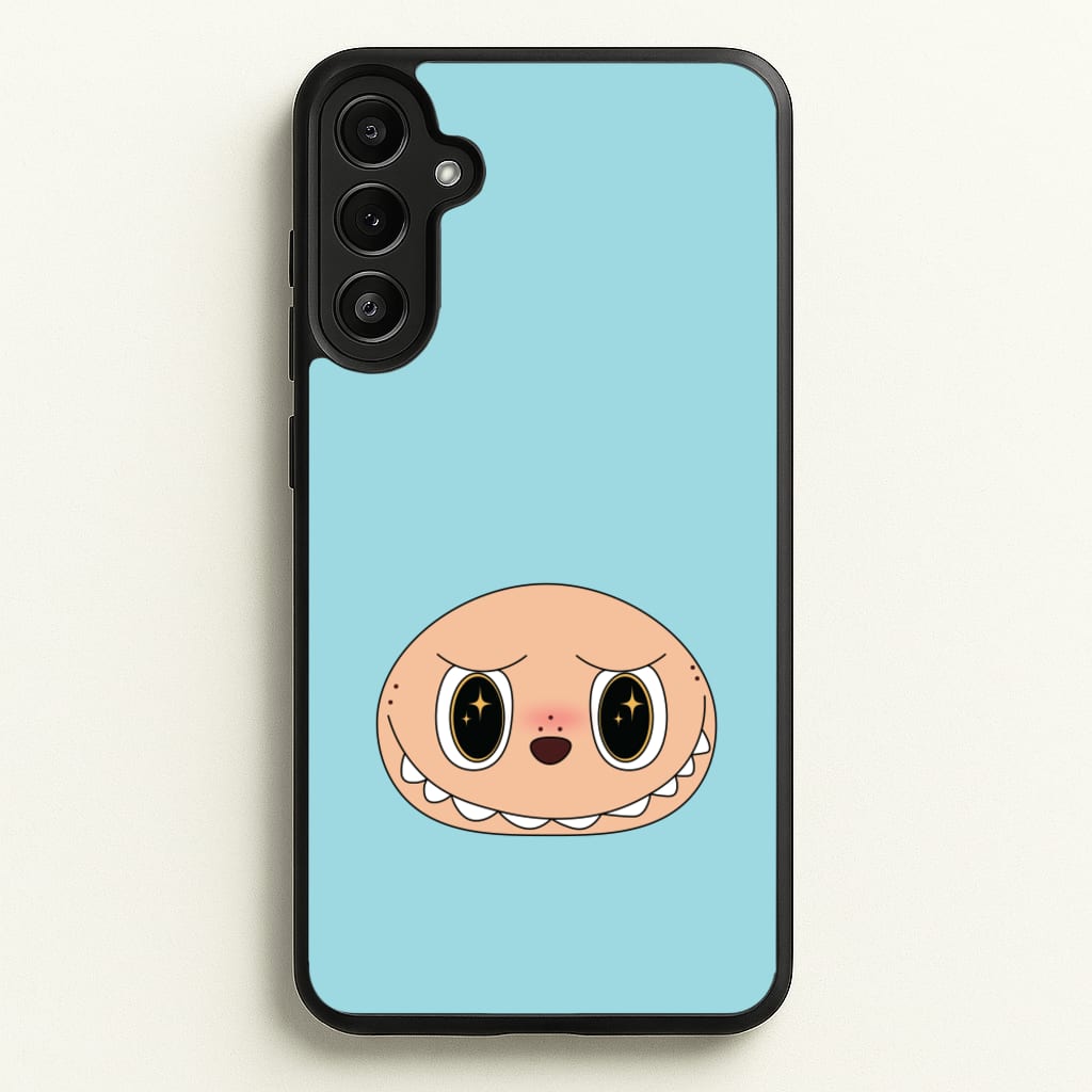 Cute Blue Monster Face  - Plushy Phone Case for Galaxy A36