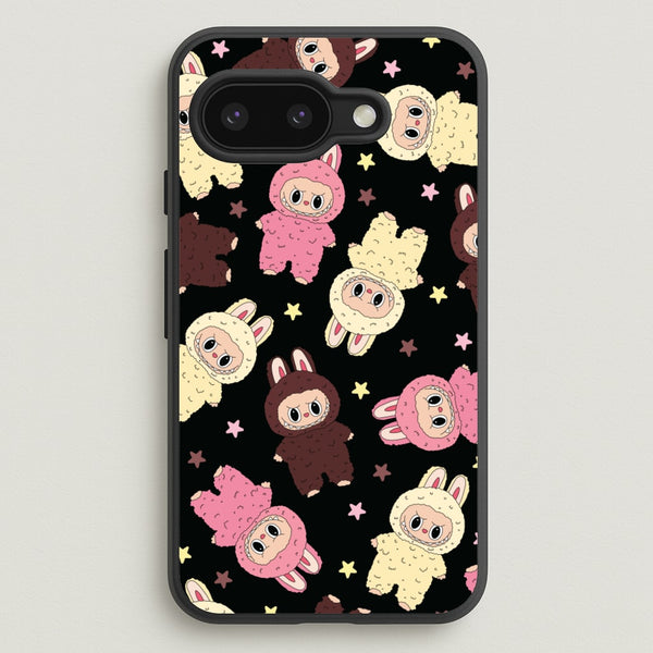 Cute Monsters And Stars Pattern  - Plushy Phone Case for Google Pixel 9a
